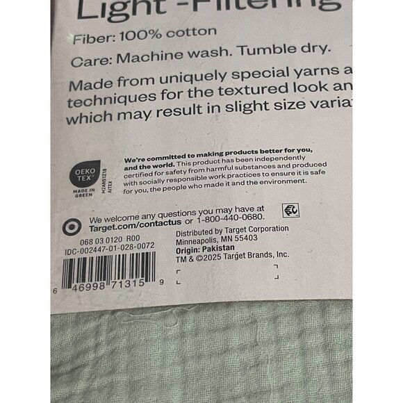 Room Essentials Light Filtering Curtain Panel Aqua Crinkle Gauze 42x63 ONE PANEL - Picture 6 of 6